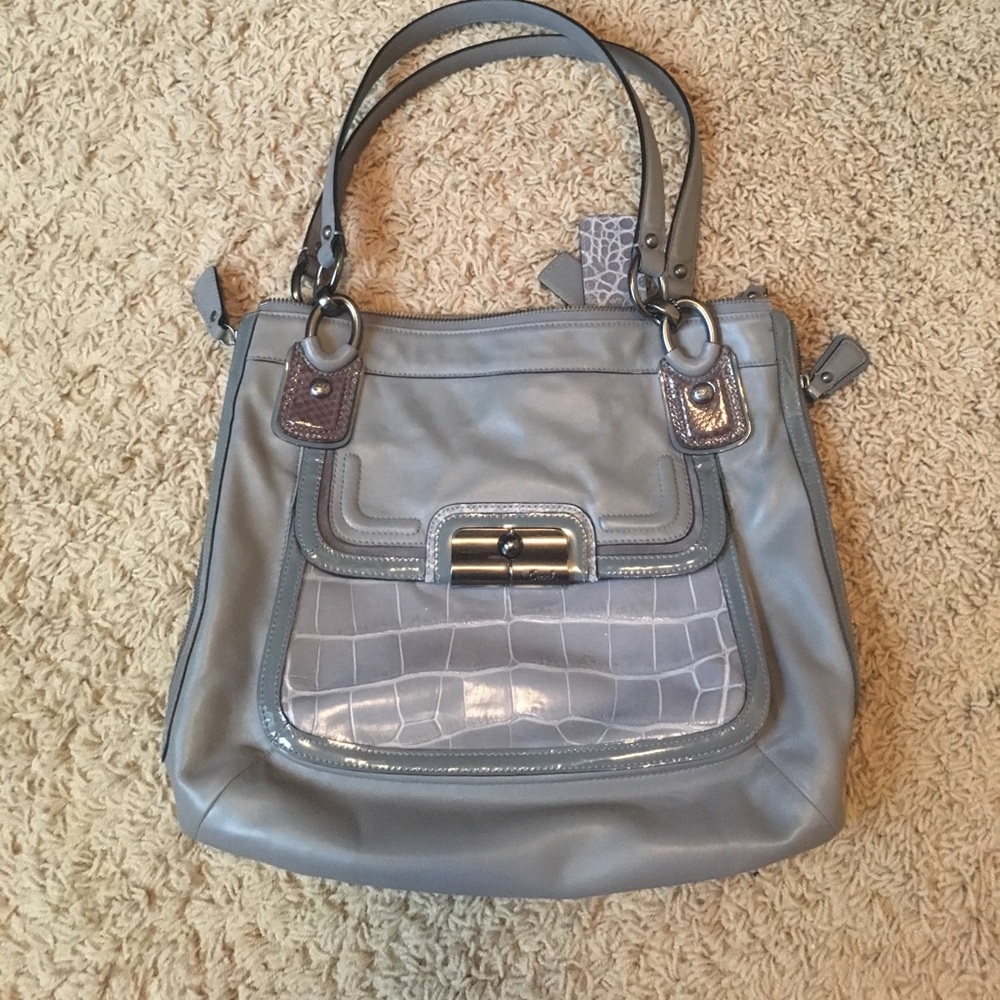 Coach grey leather purse